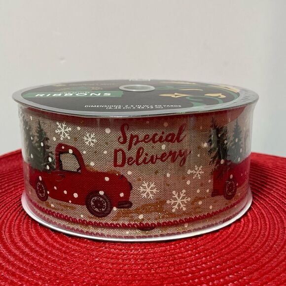 Members Mark Wired Ribbon Red Truck 50 yards NWT - Picture 4 of 5